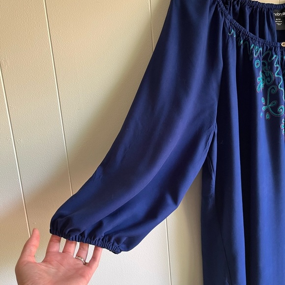 Lane Bryant Royal Blue Embroidered Boho Peasant Beach Tunic Dress Top Sz… - Picture 2 of 6